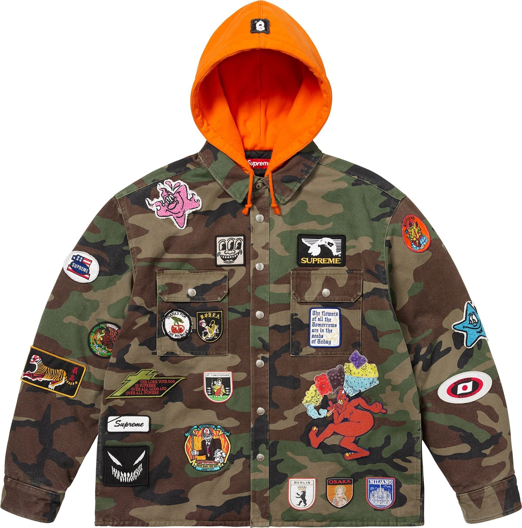 Patches Hooded Zip Up Shirt view 12
